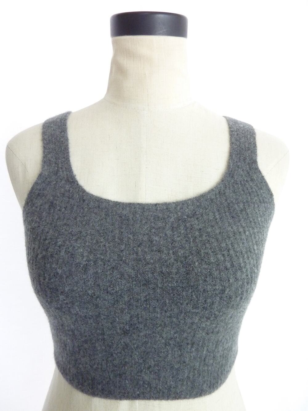 Everlane NWT Womens L Wool Crop Tank Top Cami Dark Grey Gray Warm Sleeveless